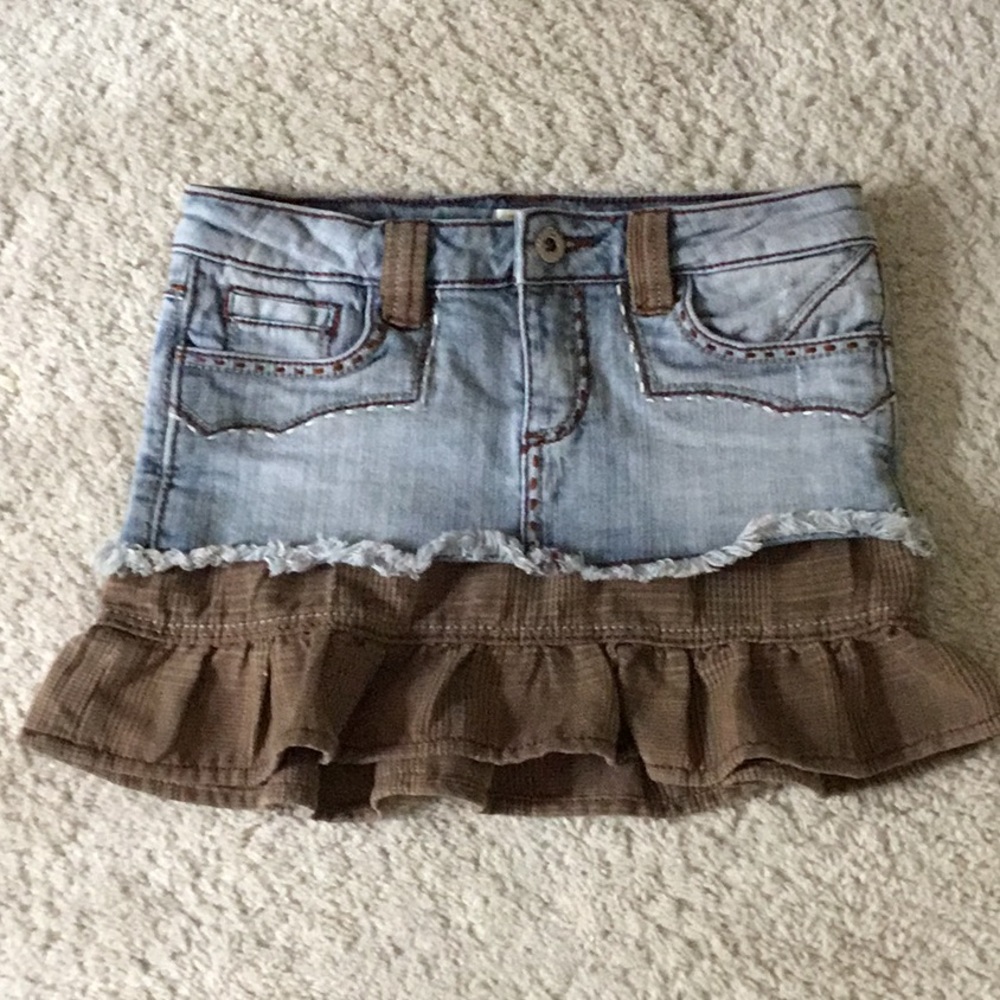 Antik Denim Girls Denim Jean / Plaid Ruffle Skirt 10y